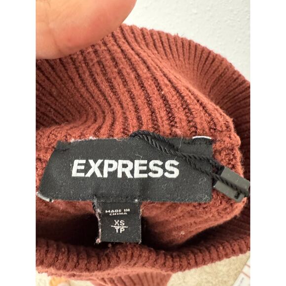 Express Brown Balloon Sleeve Mock Neck Sweater XS - Picture 3 of 4
